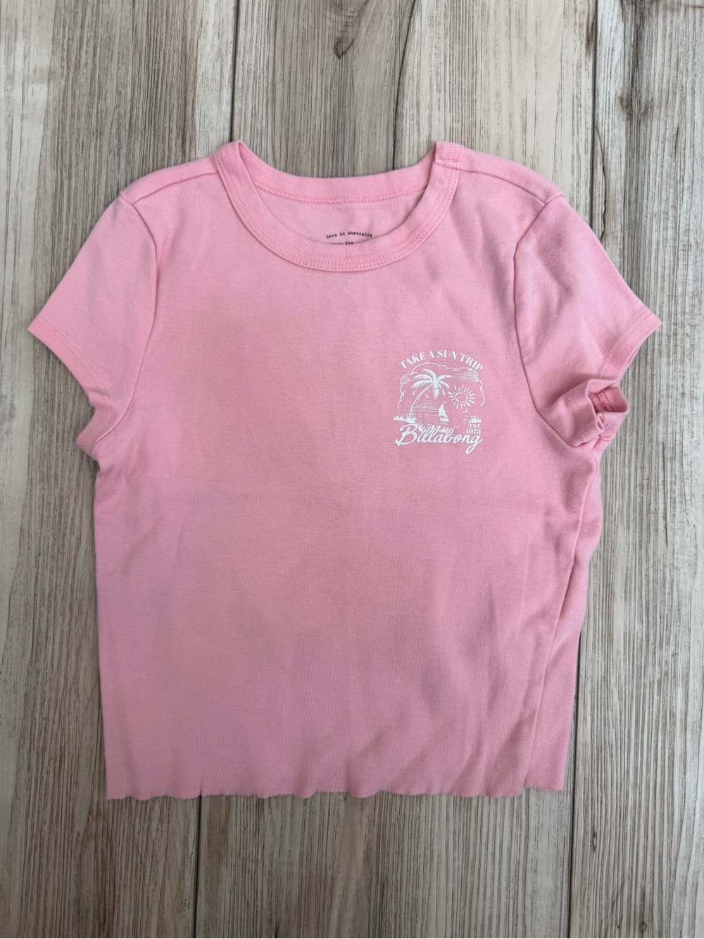 Billabong Pink Short Sleeve Tee with White Palm Graphic